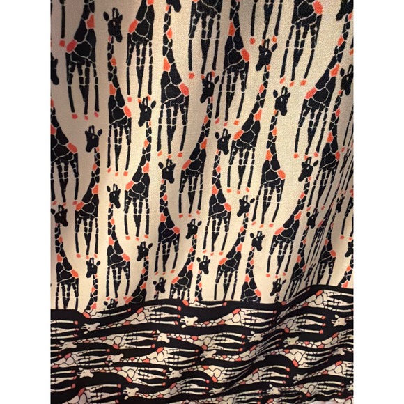 Vintage 90s Wrap Dress Navy Coral Giraffe Novelty Print 3/4 Sleeve Jersey Knit M - Picture 3 of 5